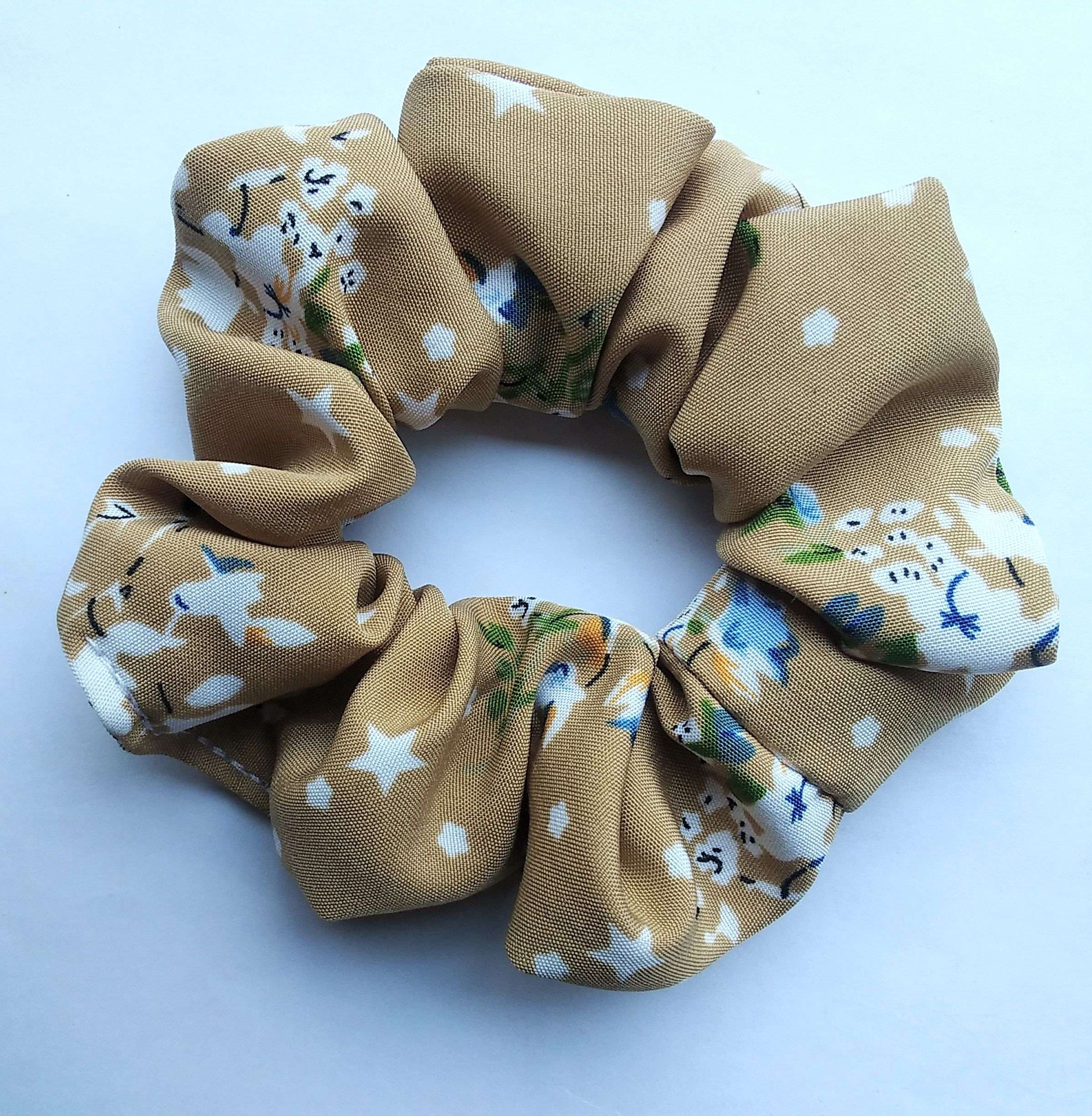 DTR Brown Printed Floral Scrunchy