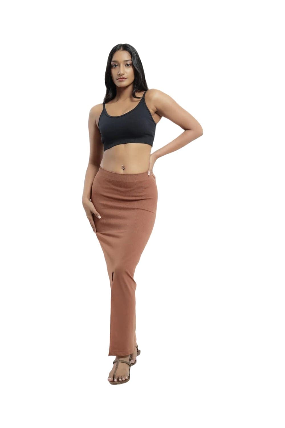 Curves High Compression Mermaid Saree Cambridge Brown Shapewear
