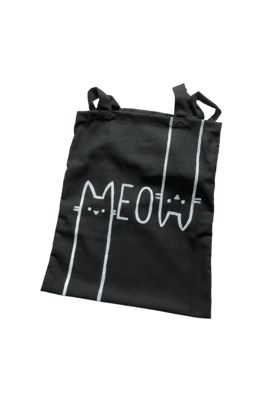 LEE'S Meow Black twill Tote Bag