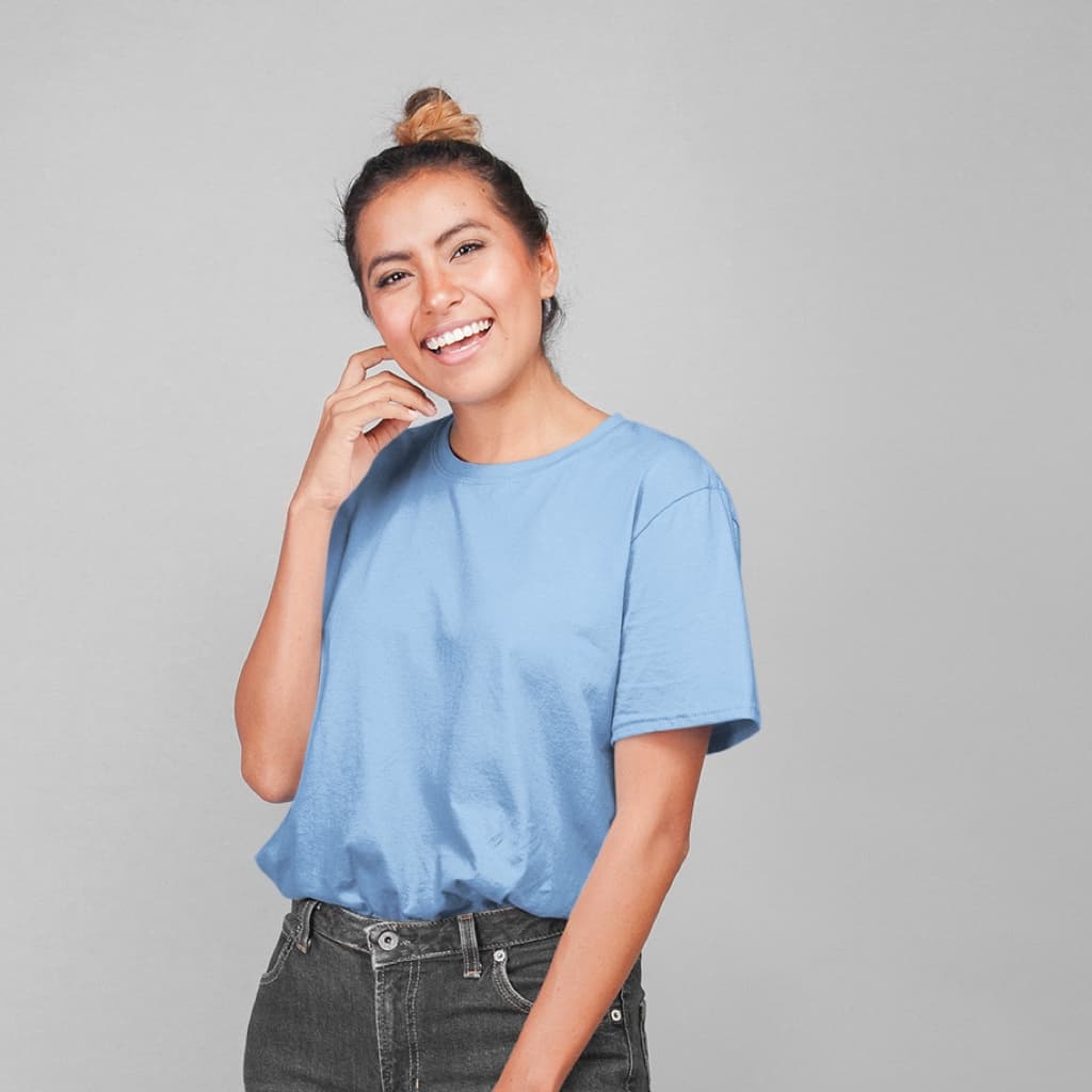 Sheoly Women Short Sleeve Light Blue T Shirt