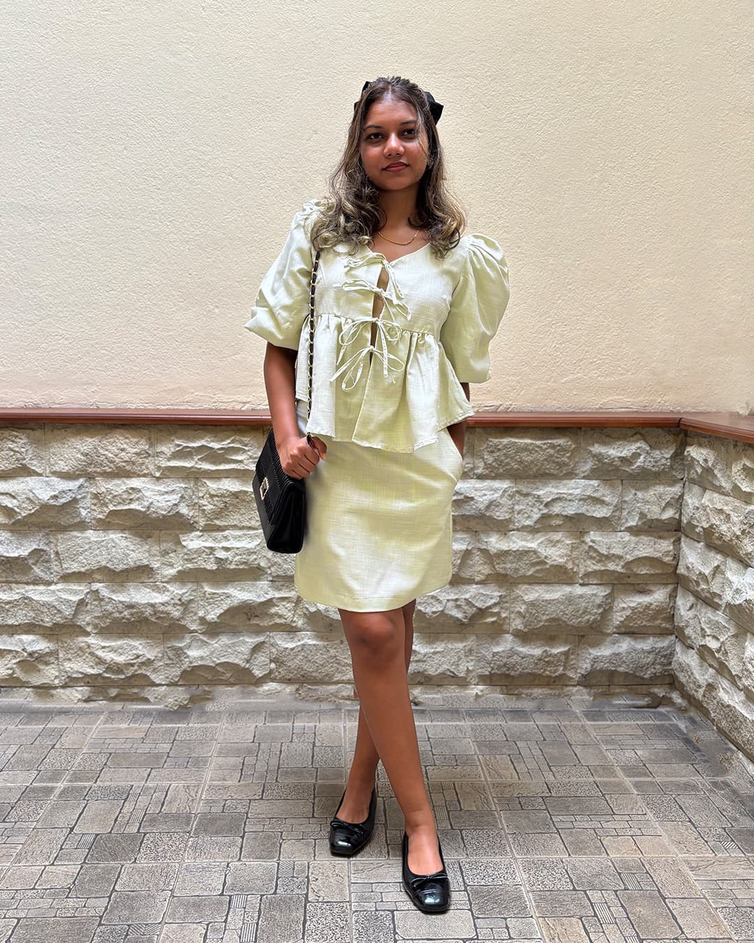 Anithya Simply Twisted Charming &amp; Chic Womens Top And Skirt Pistachio Green Set