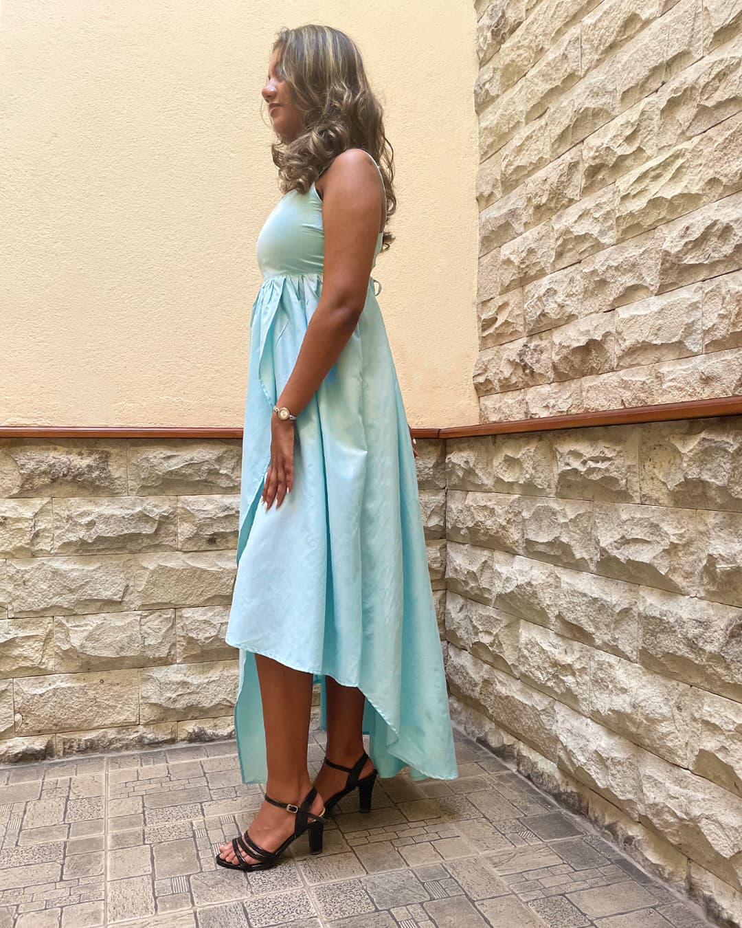 Anithya Willow's Wanderlust Asymmetrical Mint Blue Maxi Dress