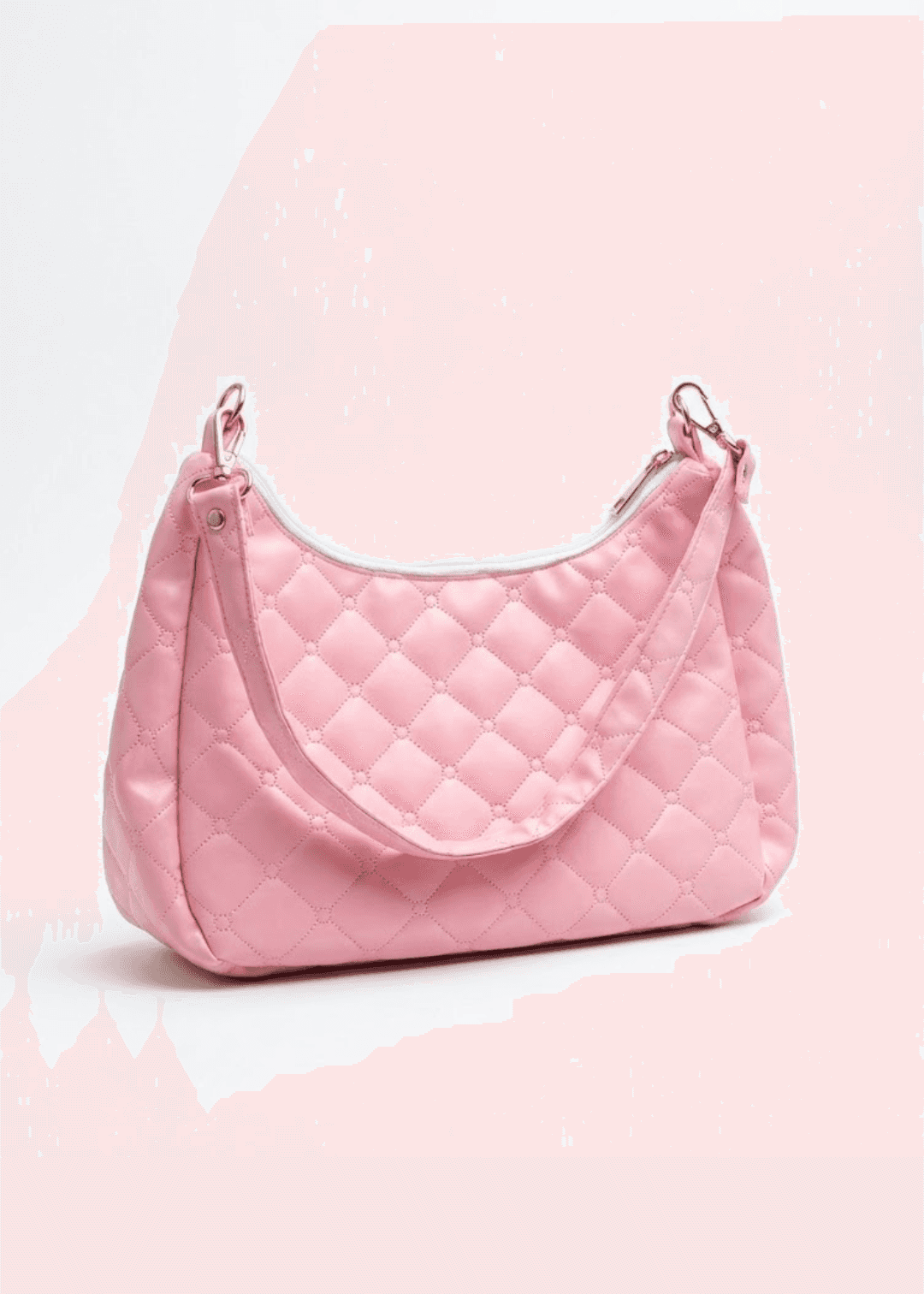 Pink Quilted Hobo Bag