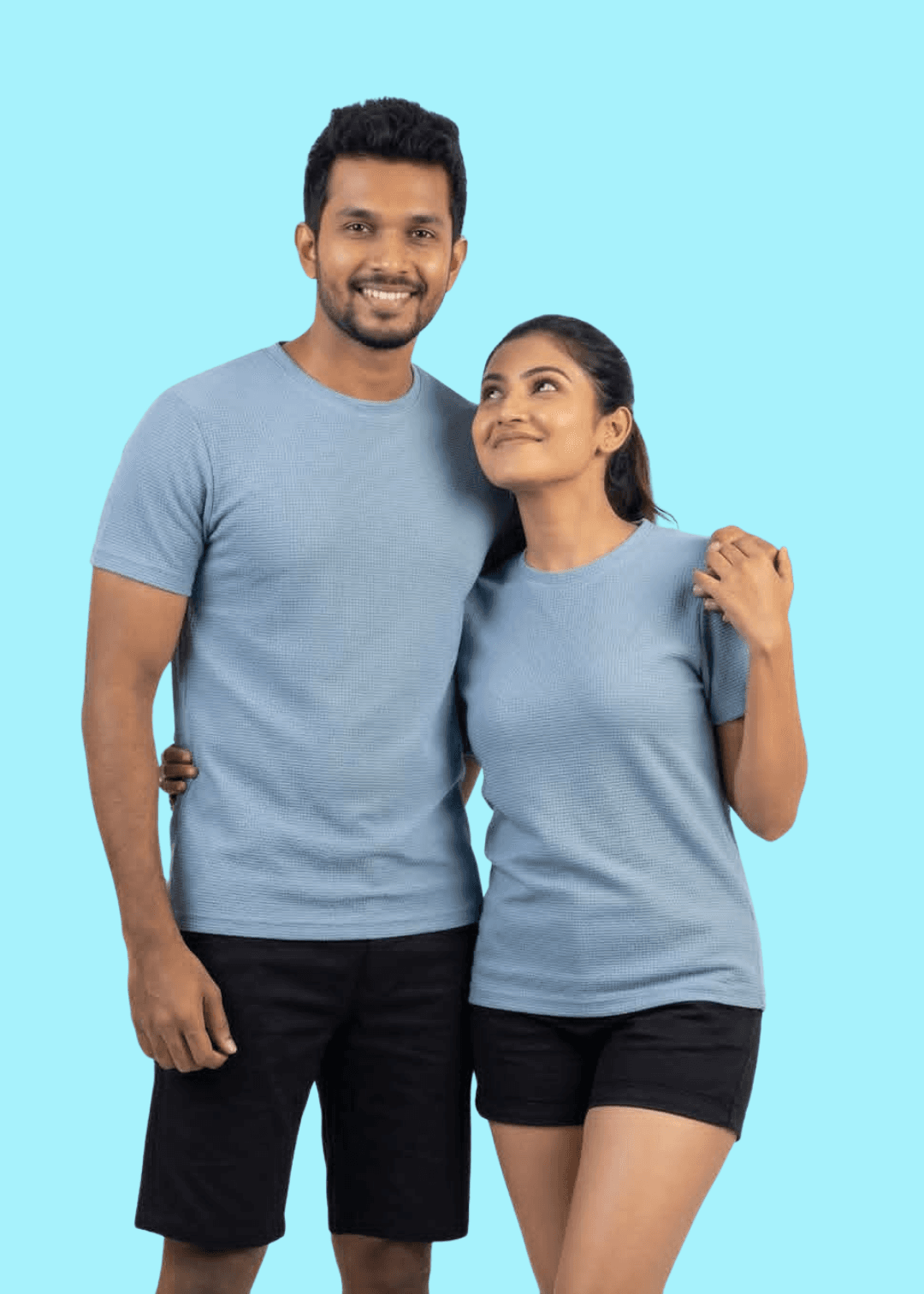 Unisex popcorn Crew Neck Light blue T-shirt