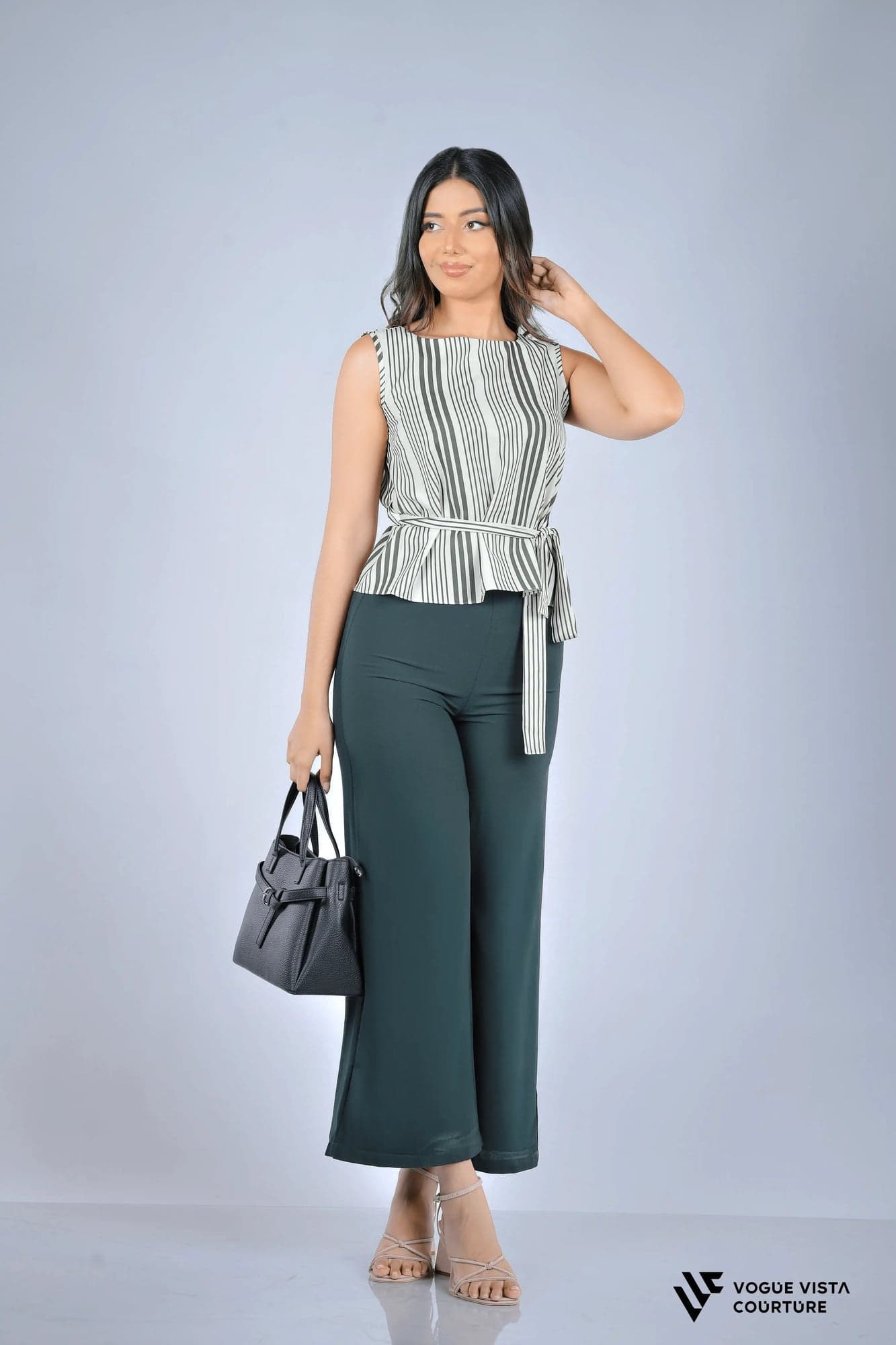 StripeEase Tie Top (Green Stripes)