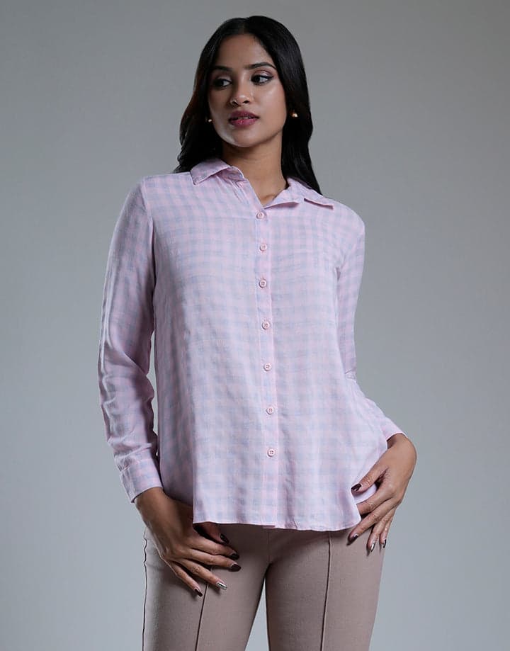 Checked Long Sleeve Blouse