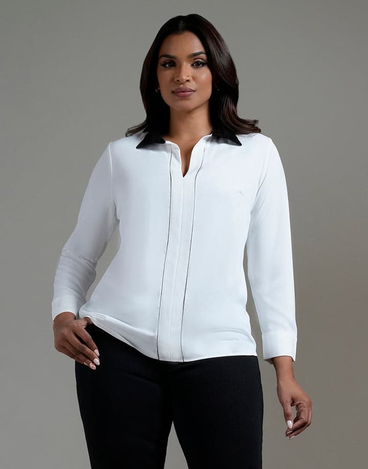 Contrast Piping with Long Sleeve Top