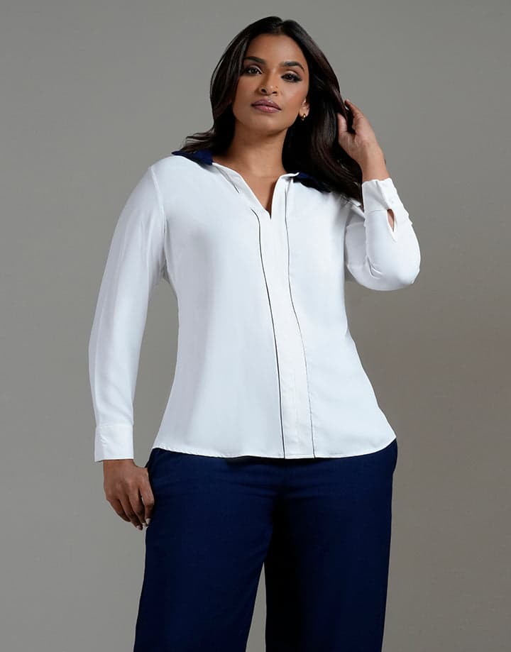 Contrast Piping with Long Sleeve Top