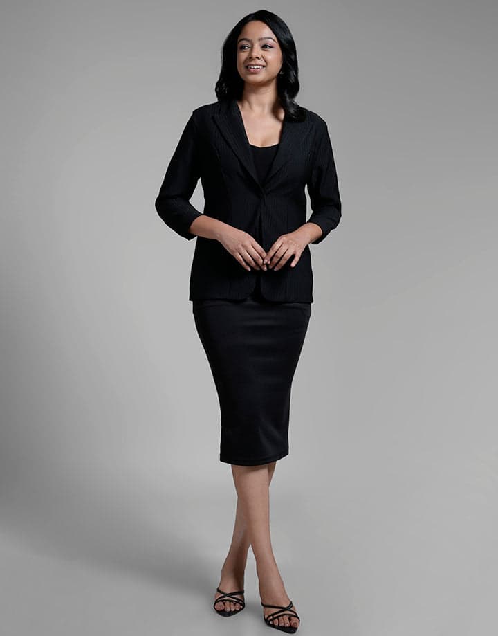 Lapel Collar Blazer with Welt Pockets