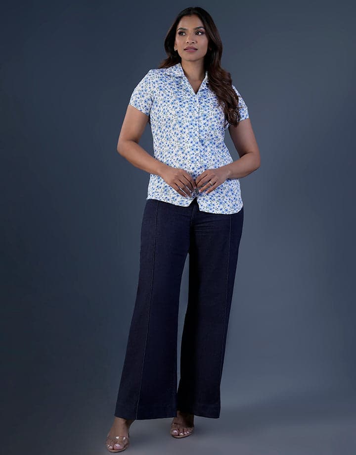 Printed Blazer Collared Blouse