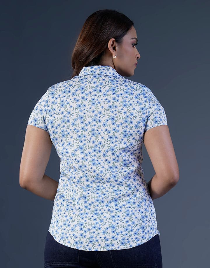 Printed Blazer Collared Blouse