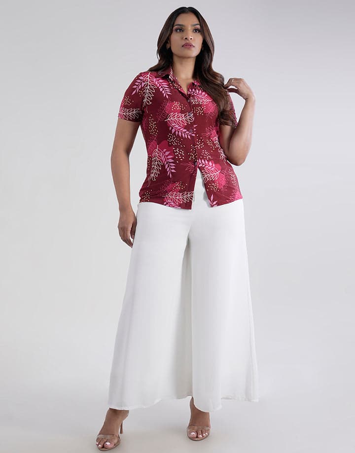 Printed Short Sleeve Blouse
