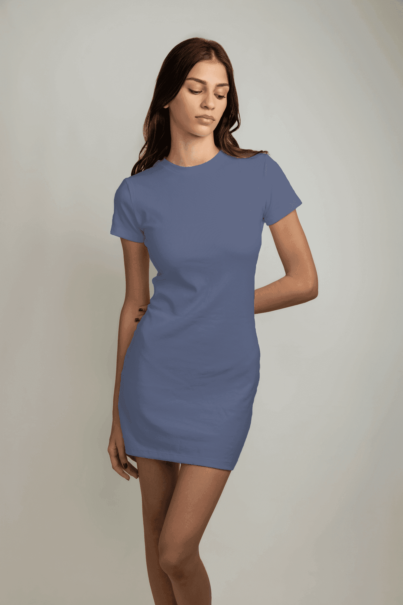 Zahra Short-Sleeve Mini Dress - Dusk Blue