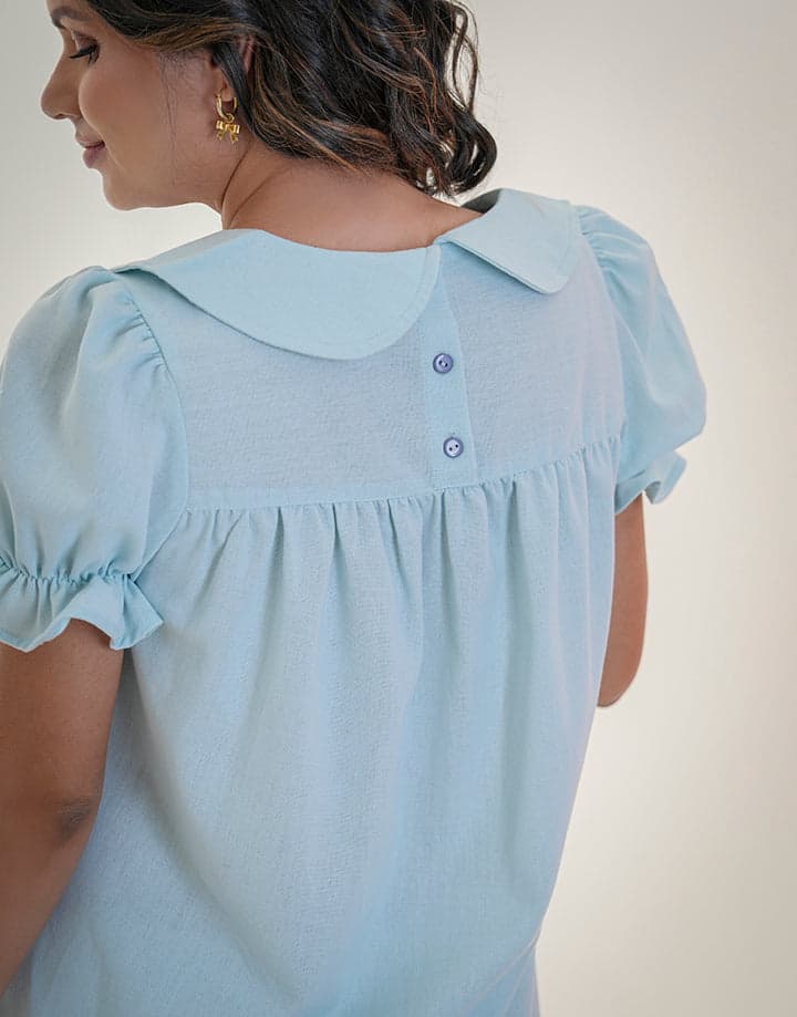 Peter Pan Collared Puff Sleeve Dress