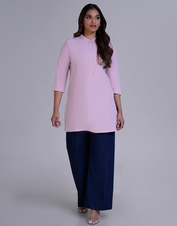3/4 Sleeve Half Placket Collar Kurta
