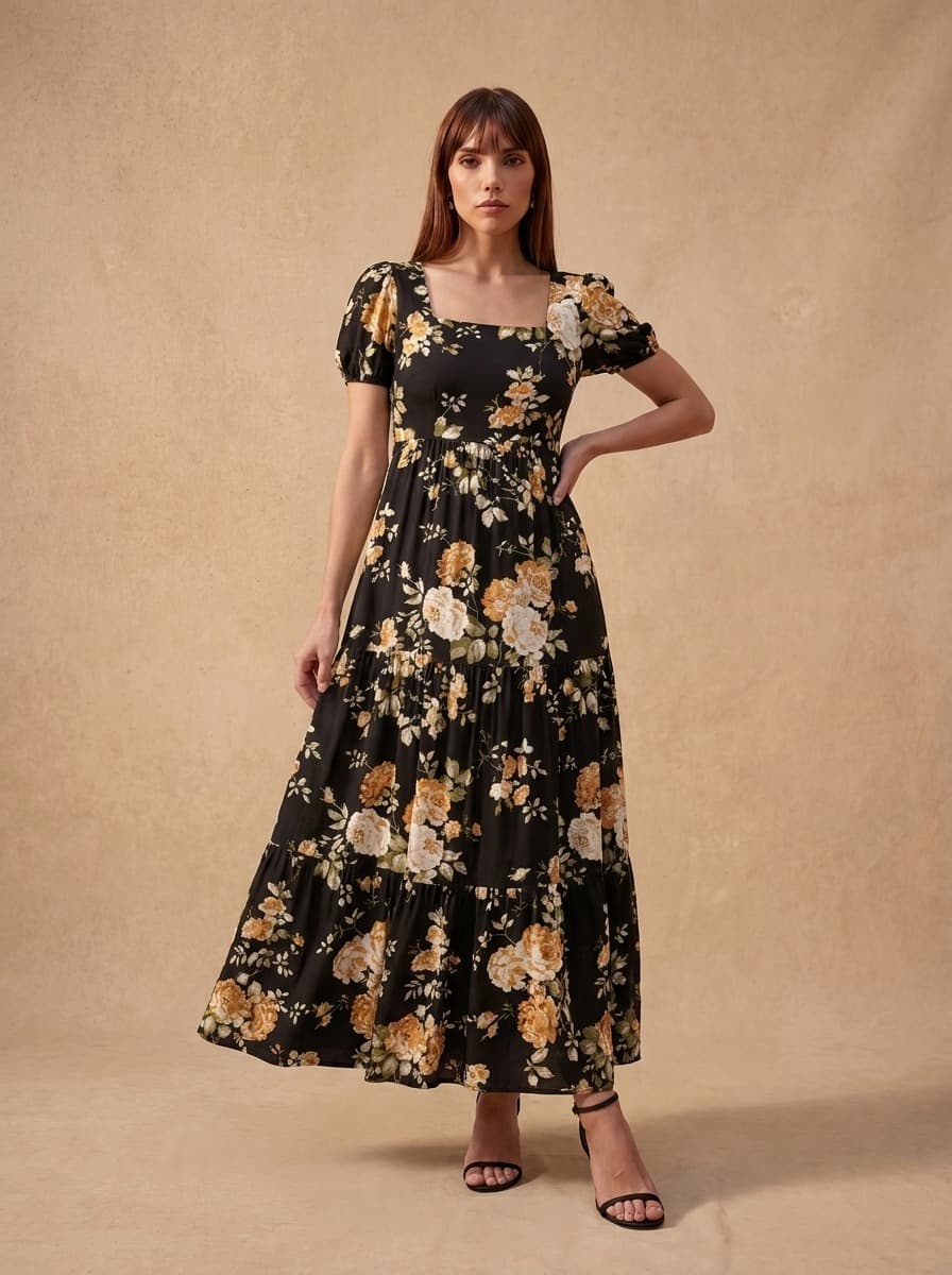 Midnight Blossom Maxi Dress