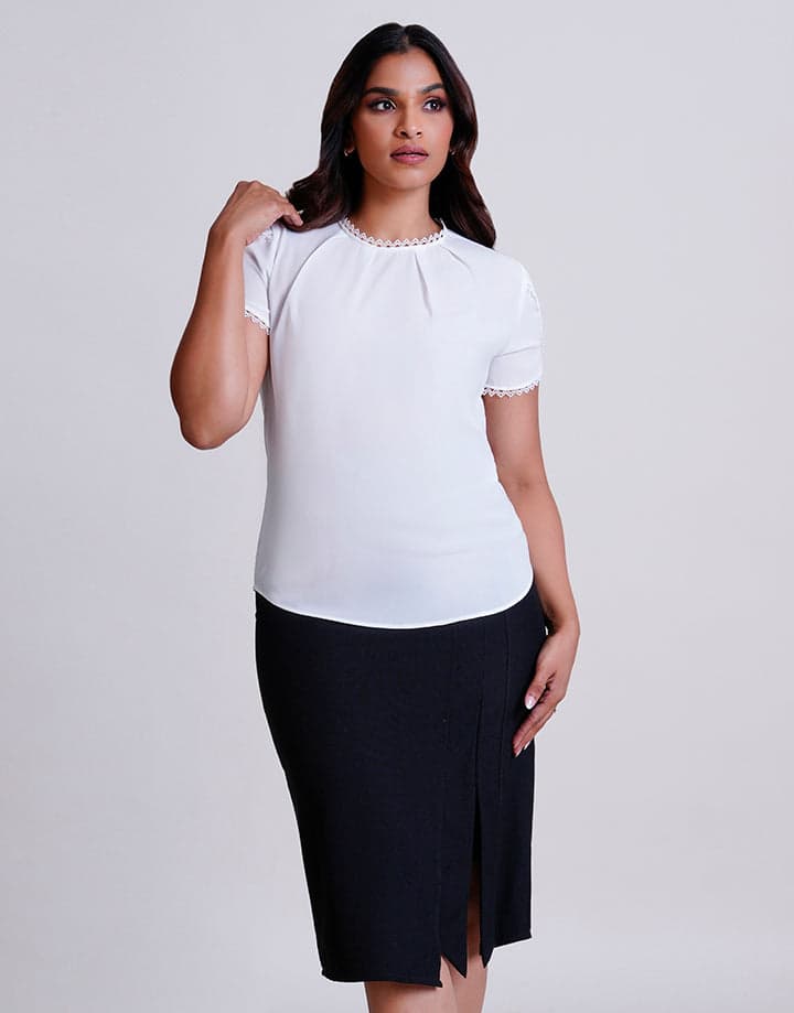 Pleated Neck with Tulip Sleeve Top