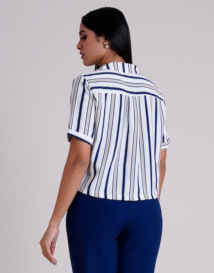 Cuban Collared Button Down Crop Top