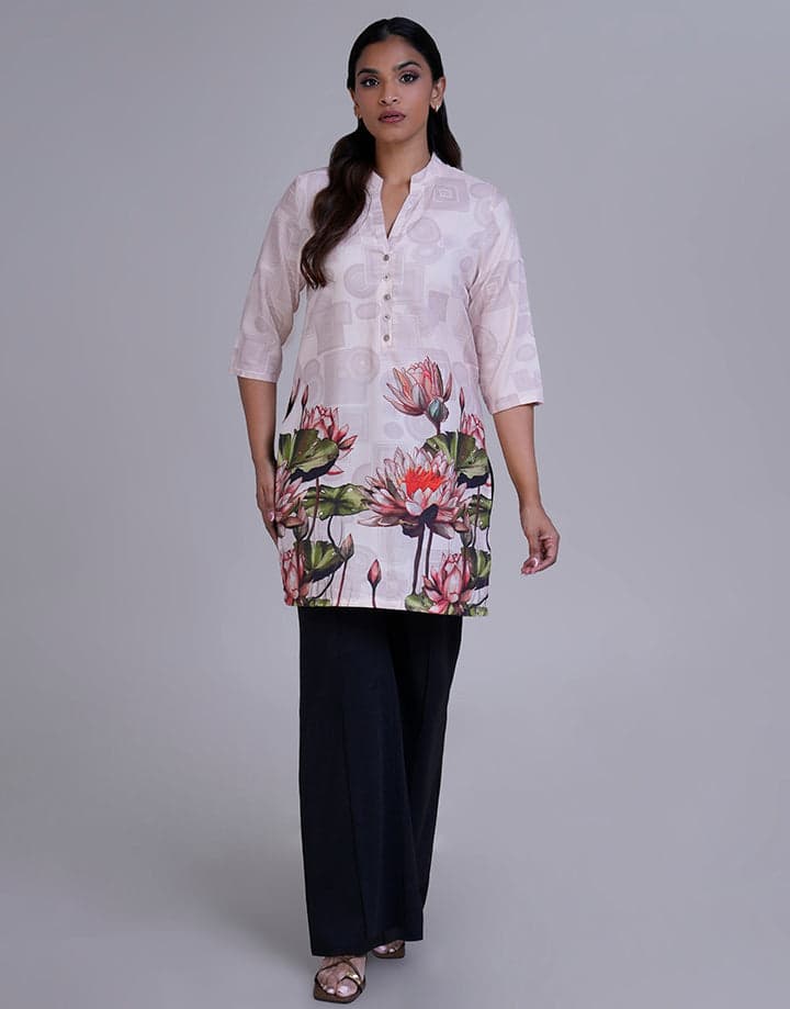 3/4 Sleeve V-Neck Kurta
