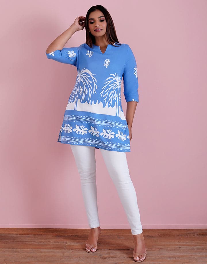 3/4 Sleeve Split Neck Kurta