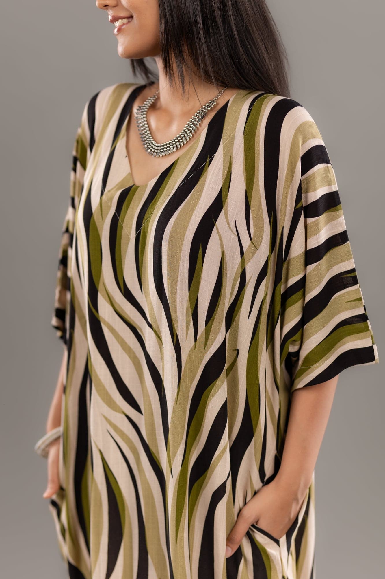 Abstract Zebra Print Kaftan