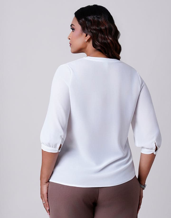 White Top with Ladder Lace Trim