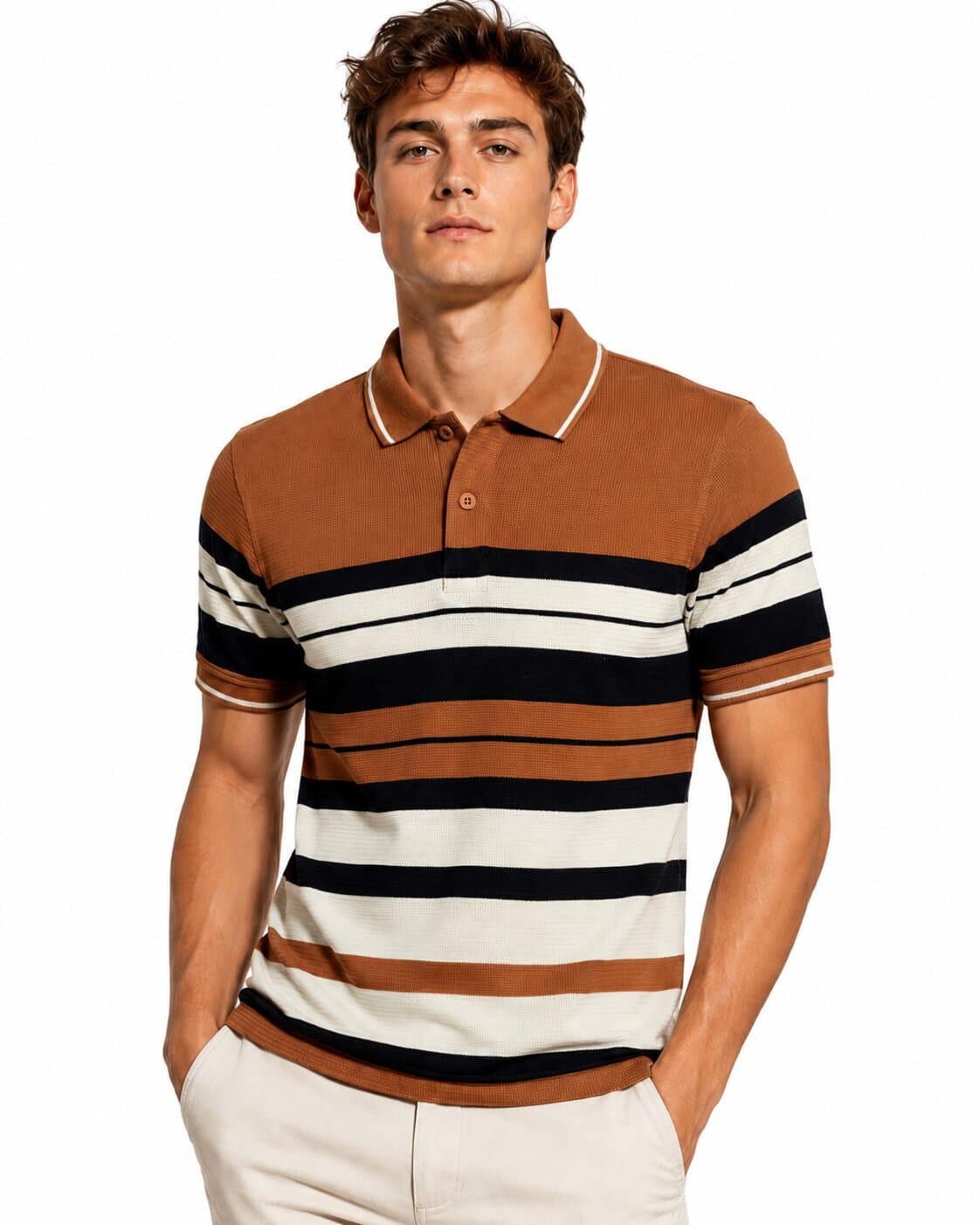 Men’s Premium Jacquard Stripe Polo T-Shirt
