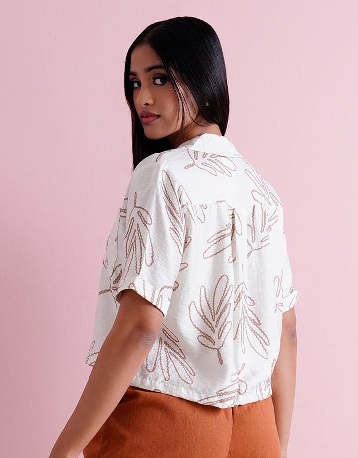 Cuban Collared Button Down Crop Top