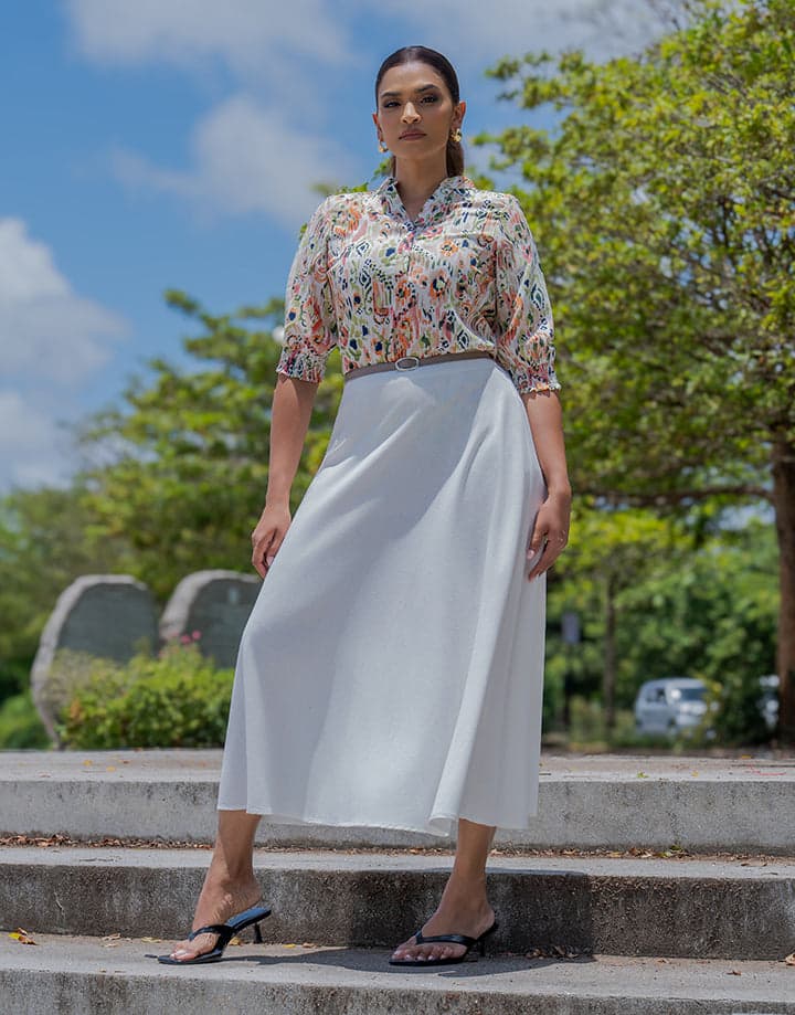 Chinese Collar Kurta With 3/4 Sleeve