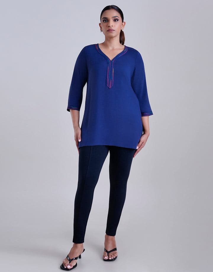 3/4 Sleeves Kurta With Chain Stitch