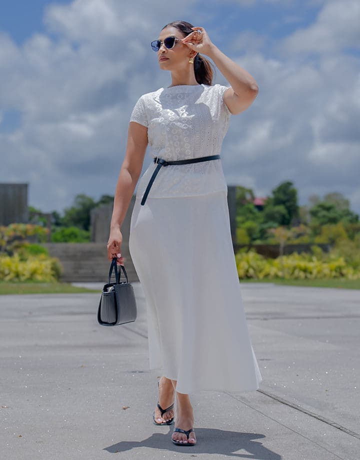 White Cutlawn Top