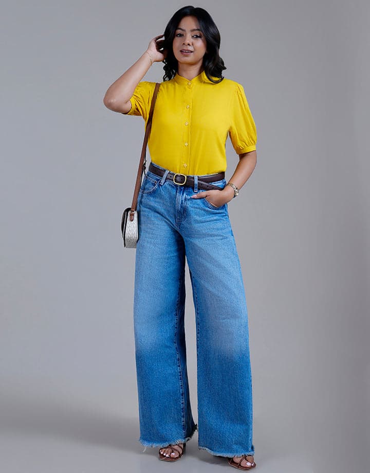 Chinese Collar Button Up Blouse