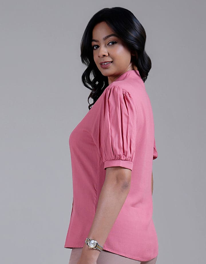 Chinese Collar Button Up Blouse