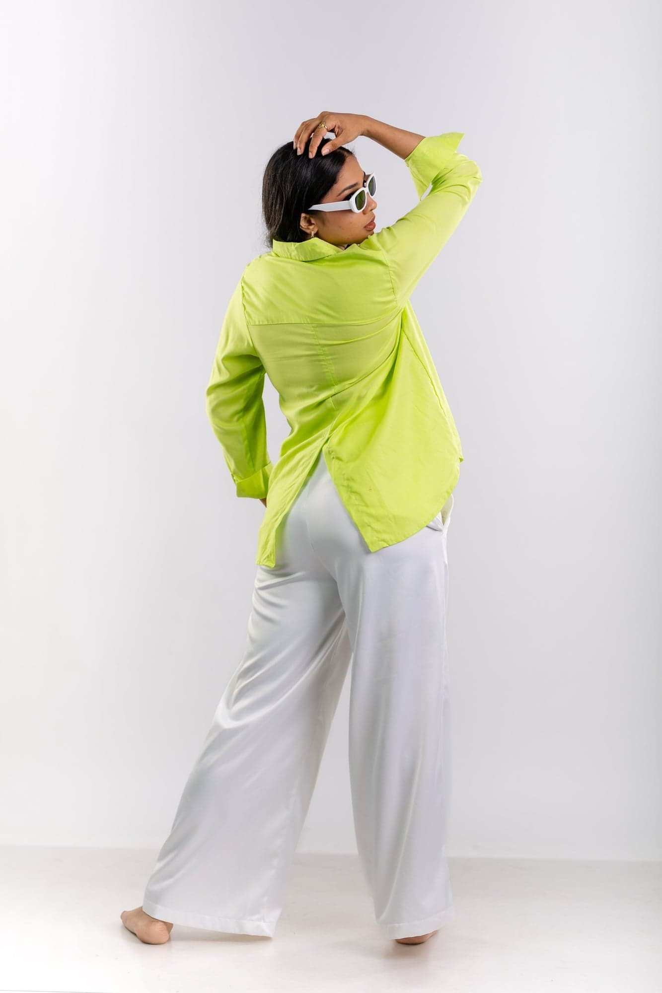 Lime Green Linen Relaxed Shirt