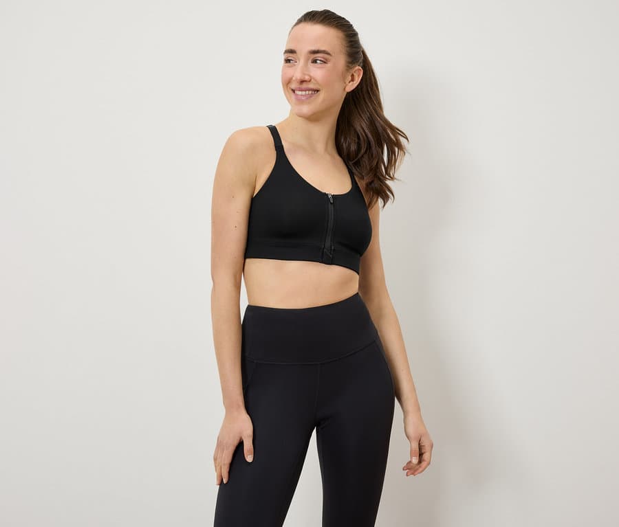 ACTIVE Women’s Padded Front-Zip Sports Bra | Branded Export Quality