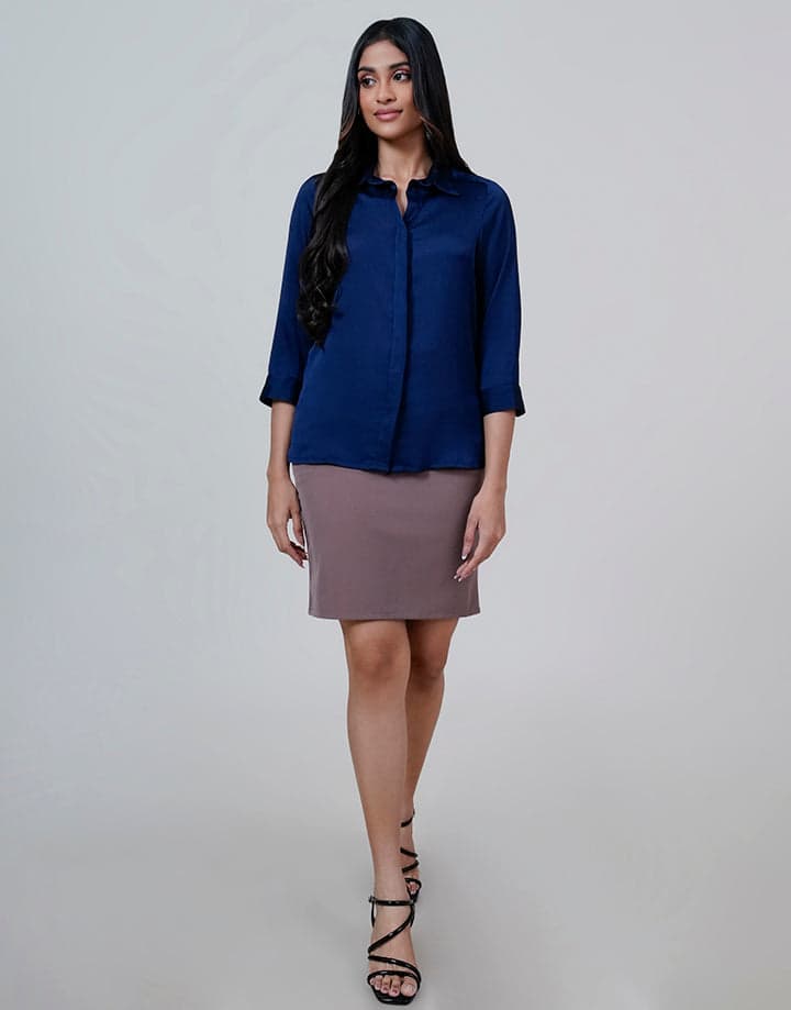 3/4 Sleeve Hidden Placket Blouse