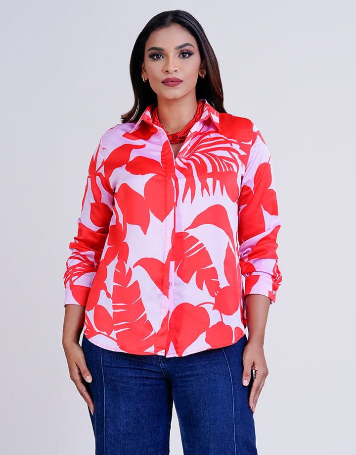 Hidden Placket Button Down Blouse