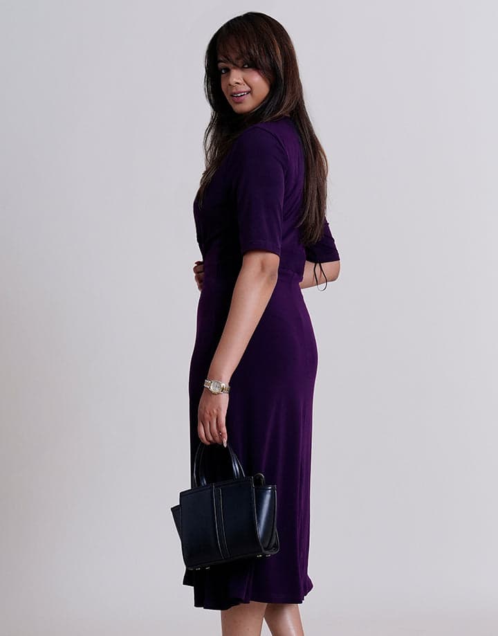 Crossover Front Slit Dress