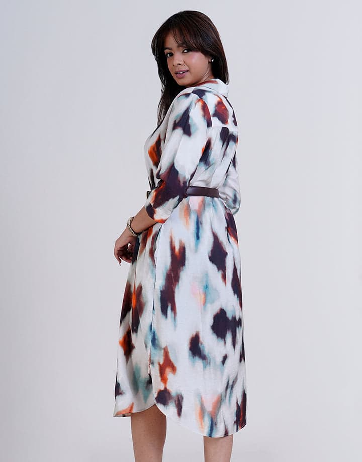 3/4 Sleeve Cuban Collar Dress