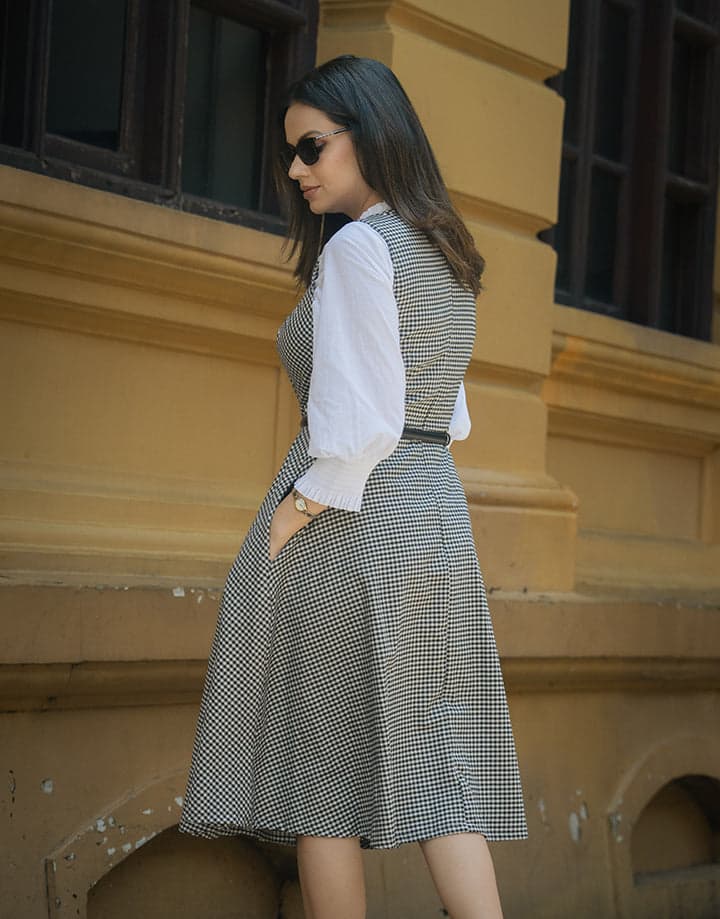 Princess Line Sleeveless Check Dress