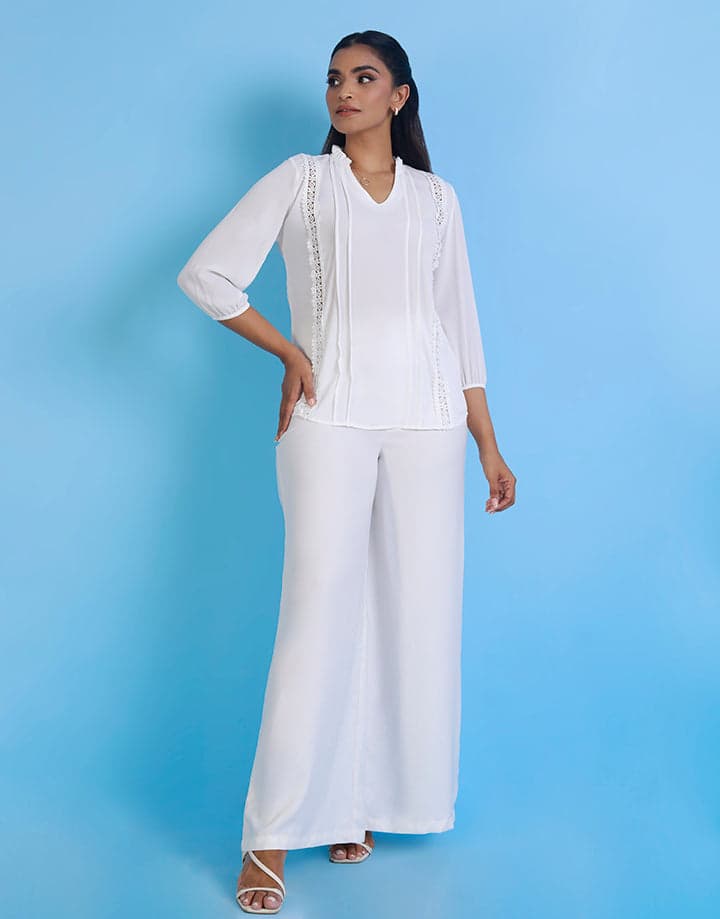 3/4 Sleeves Top with Lace Detail