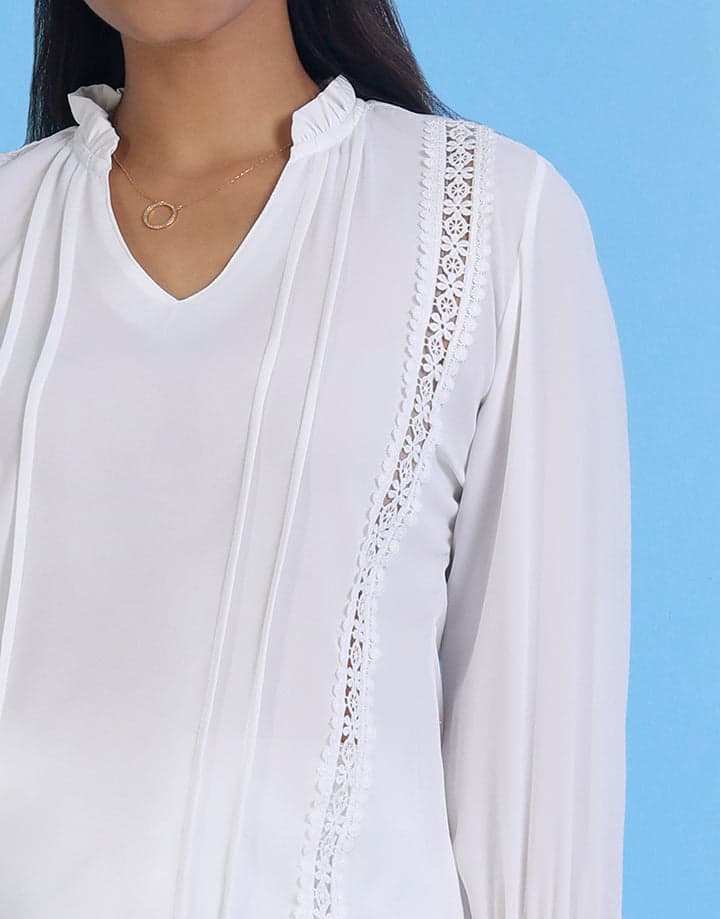 3/4 Sleeves Top with Lace Detail