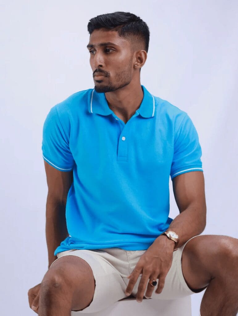 NINETY SEVEN Aqua Blue Polo T Shirt 3
